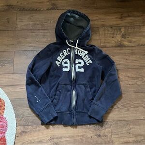 Vintage Heavyweight FullZip Abercrombie Distressed Hoodie